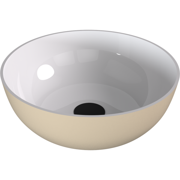 BANERA ROUND umyvadlo na desku, litý mramor, průměr 39cm, bílá/béžová mat