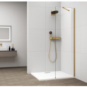 ESCA GOLD MATT jednodílná sprchová zástěna k instalaci ke stěně, sklo čiré, 300 mm