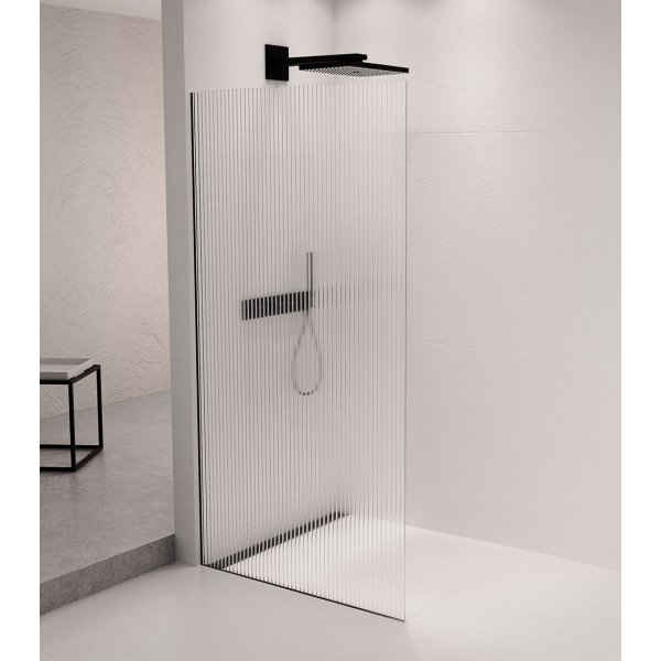 ARCHITEX sada pro uchycení skla podlaha-stěna se spádovou lištou, 1615x2105mm, levá, černá mat