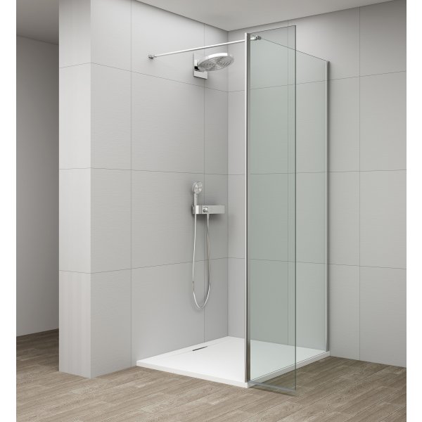 ESCA CHROME sprchová zástěna, fixní sklo 1200 mm, otočný panel 300 mm