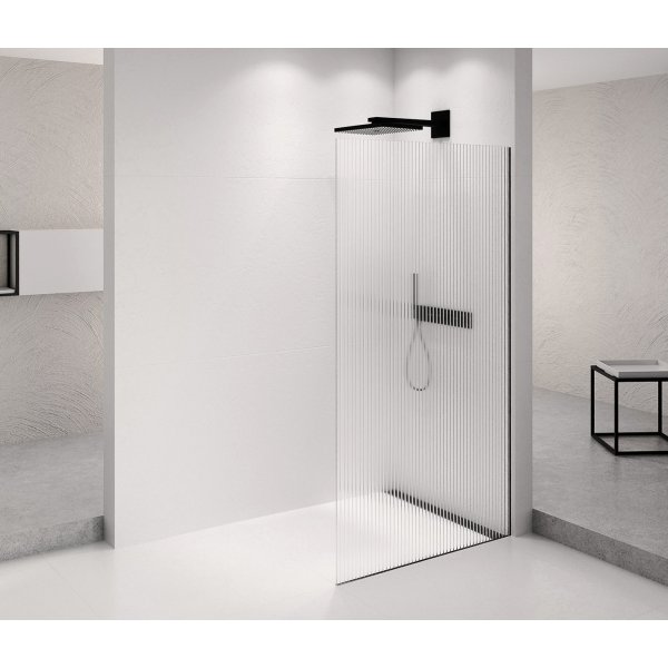 ARCHITEX BLACK MATT sprchová zástěna 1262mm, sklo Flute