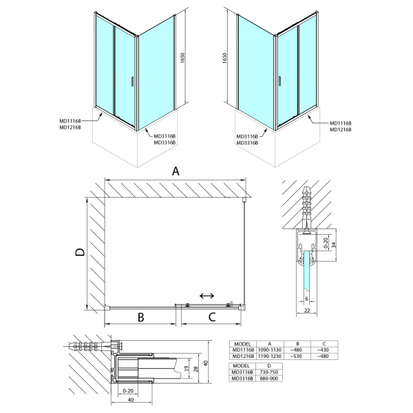 DEEP BLACK obdélníkový sprchový kout 1200x750mm L/P varianta, čiré sklo