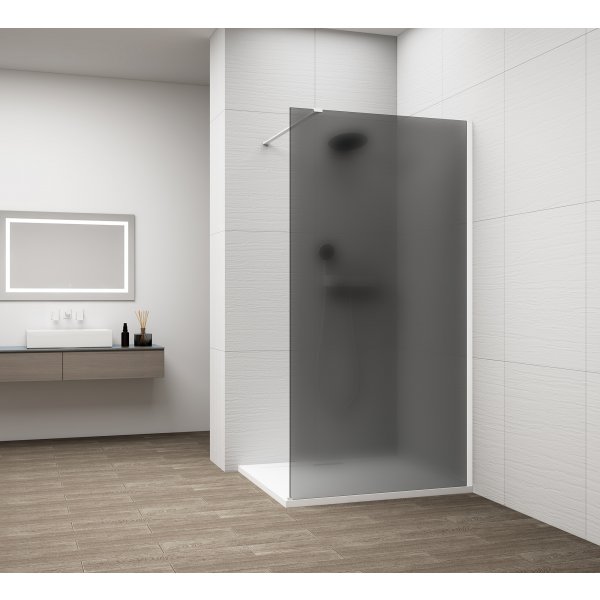 ESCA WHITE MATT jednodílná sprchová zástěna k instalaci ke stěně, kouřové matné sklo, 1200 mm