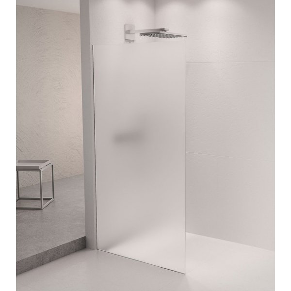 ARCHITEX sada pro uchycení skla podlaha-stěna se spádovou lištou, 1615x2105mm, levá, leštěný hliník