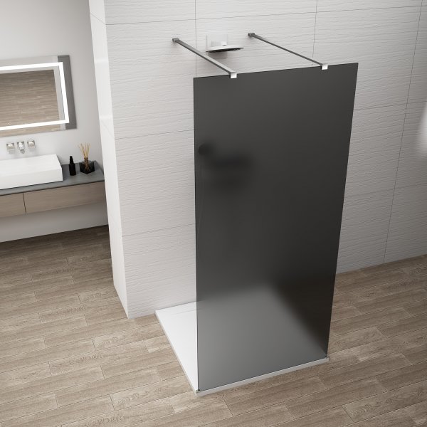 ESCA CHROME jednodílná sprchová zástěna do prostoru, kouřové matné sklo, 1500 mm
