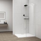 ESCA WHITE MATT jednodílná sprchová zástěna k instalaci ke stěně, sklo čiré, 300 mm