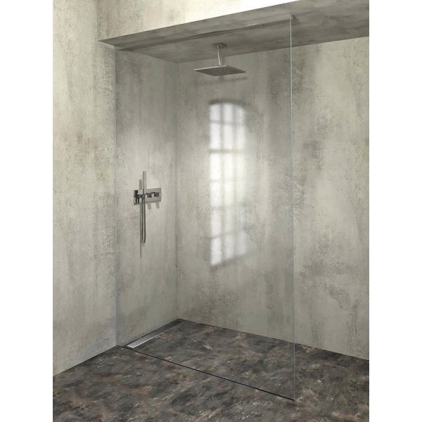 ARCHITEX sada pro uchycení skla, podlaha-stěna-strop se spádovou lištou, 1615x2600mm, levá, leštěný hliník
