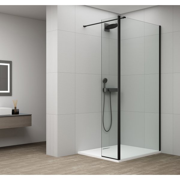 ESCA BLACK MATT sprchová zástěna, fixní sklo 1000 mm, otočný panel 600 mm