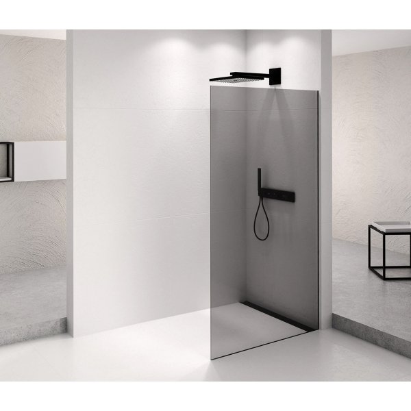 ARCHITEX BLACK MATT sprchová zástěna 1062mm, kouřové sklo
