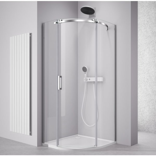 THRON ROUND čtvrtkruhová sprchová zástěna 900x900mm, čiré sklo, pravá