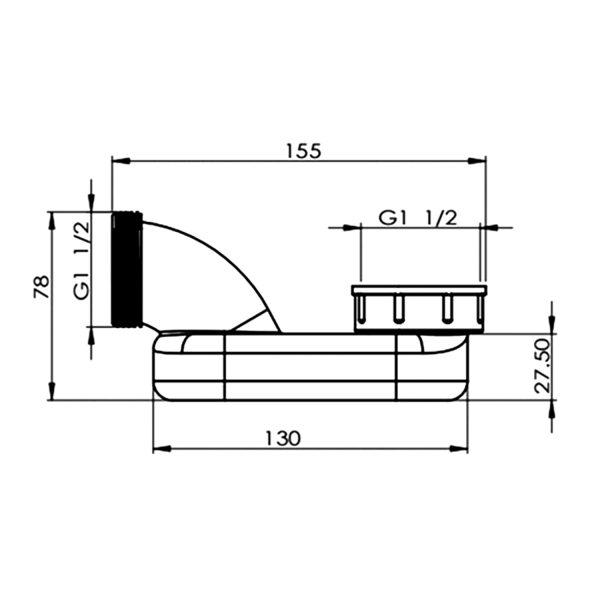 Sifon nízký 6/4", DN40