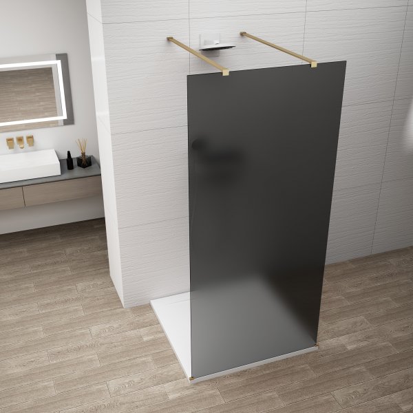 ESCA GOLD MATT jednodílná sprchová zástěna do prostoru, kouřové matné sklo, 1400 mm