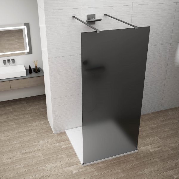 ESCA GUN METAL jednodílná sprchová zástěna do prostoru, kouřové matné sklo, 1000 mm