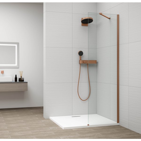 ESCA COPPER MATT jednodílná sprchová zástěna k instalaci ke stěně, sklo čiré, 400 mm