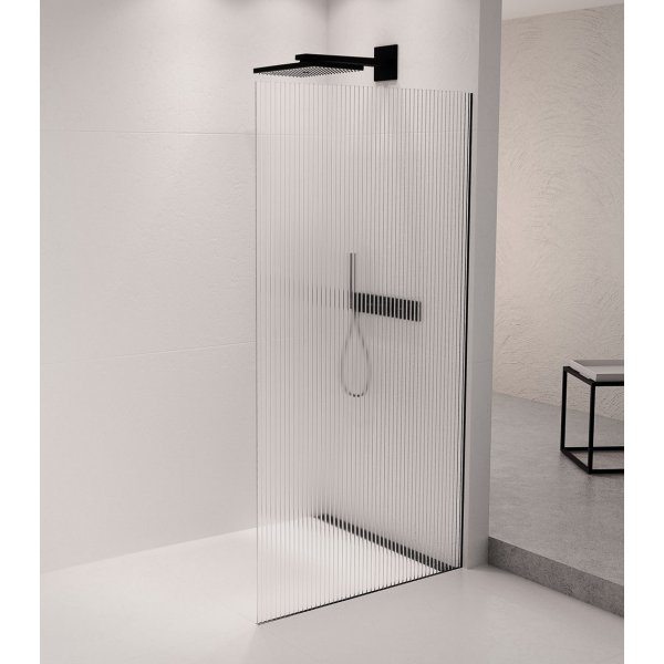 ARCHITEX sada pro uchycení skla podlaha-stěna se spádovou lištou, 1615x2105mm, pravá, černá mat