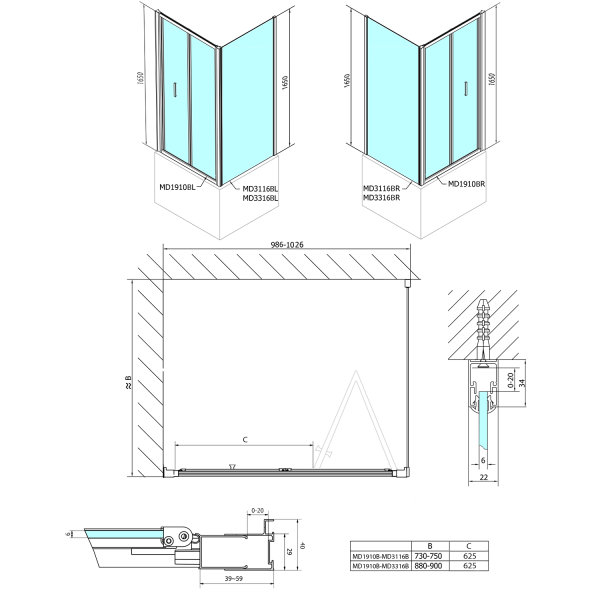 DEEP BLACK obdélníkový sprchový kout 1000x750mm L/P varianta, čiré sklo