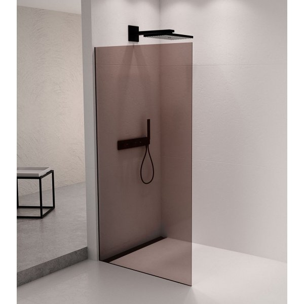 ARCHITEX sada pro uchycení skla podlaha-stěna se spádovou lištou, 1615x2105mm, levá, černá mat