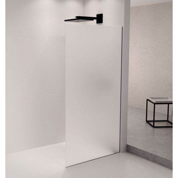 ARCHITEX sada pro uchycení skla podlaha-stěna se spádovou lištou, 1615x2105mm, pravá, černá mat