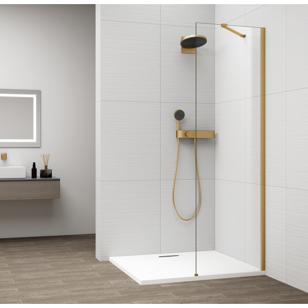 ESCA GOLD MATT jednodílná sprchová zástěna k instalaci ke stěně, sklo čiré, 400 mm