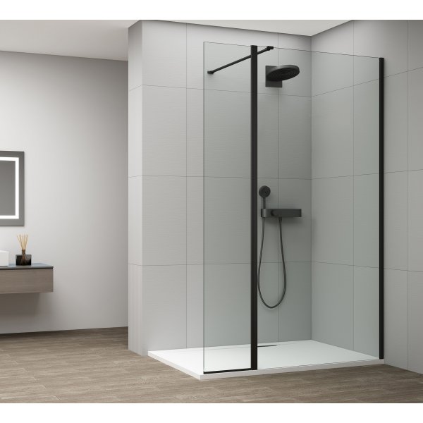 ESCA BLACK MATT sprchová zástěna, fixní sklo 700 mm, otočný panel 500 mm