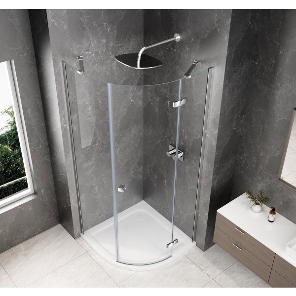 GLOBE CHROME čtvrtkruhový sprchový kout 1000x1000mm, čiré sklo, pravé