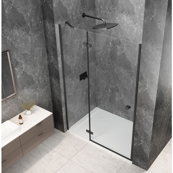 GLOBE BLACK sprchové dveře do niky 800mm, čiré sklo, levé