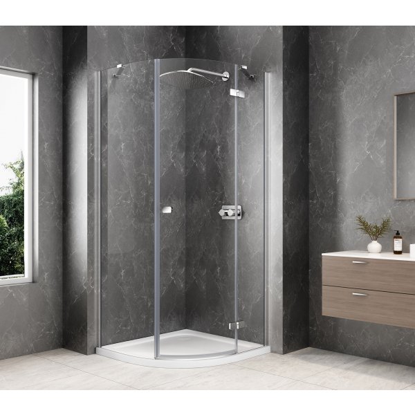 GLOBE CHROME čtvrtkruhový sprchový kout 800x800mm, čiré sklo, pravé
