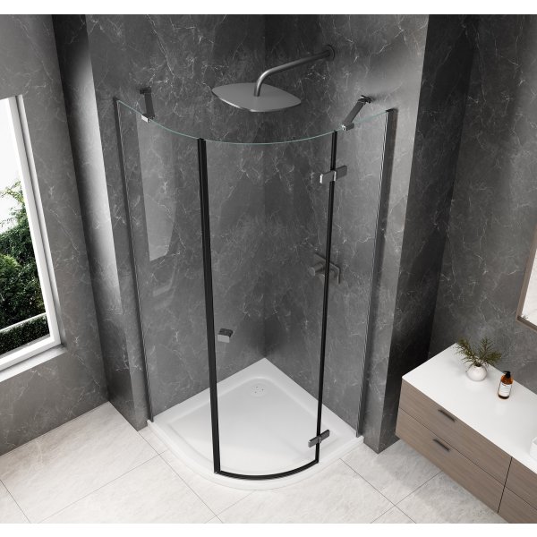 GLOBE GUN METAL čtvrtkruhový sprchový kout 1000x1000mm, čiré sklo, pravé