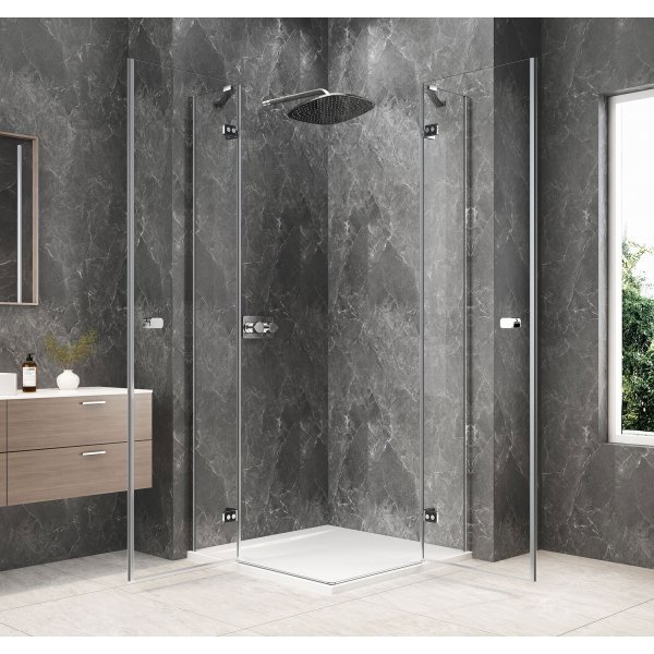 GLOBE CHROME čtvercový sprchový kout 1000x1000mm, rohový vstup, čiré sklo