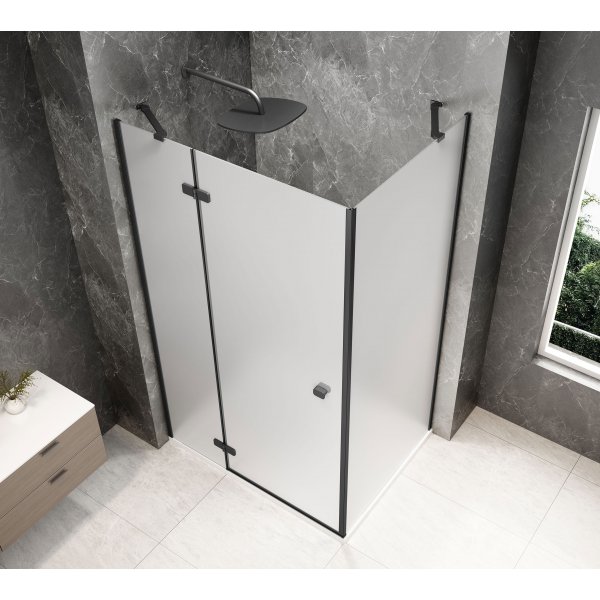 GLOBE BLACK obdélníkový sprchový kout 800x900mm, matné sklo, levé