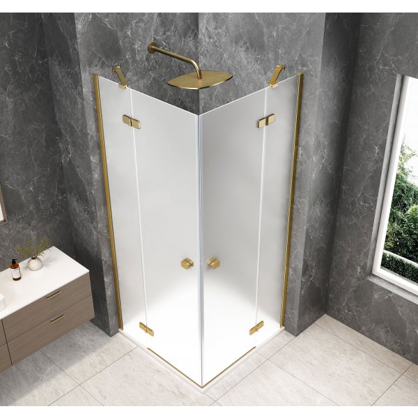 GLOBE GOLD MATT čtvercový sprchový kout 900x900mm, rohový vstup, matné sklo