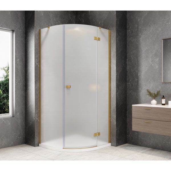 GLOBE GOLD MATT čtvrtkruhový sprchový kout 800x800mm, matné sklo, pravé