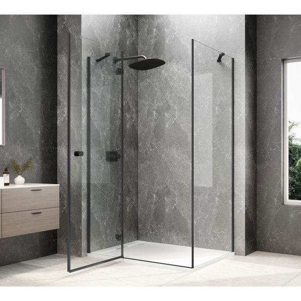 GLOBE BLACK obdélníkový sprchový kout 1000x900mm, čiré sklo, levé