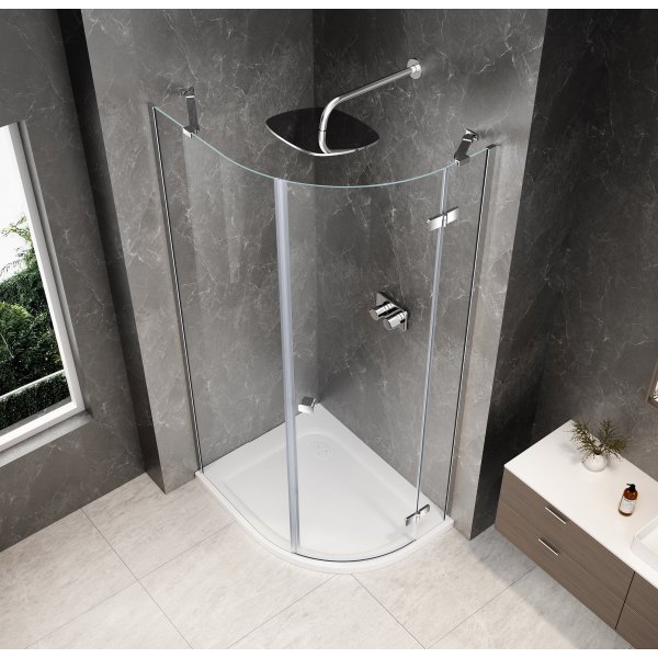 GLOBE CHROME čtvrtkruhový sprchový kout 800x900mm, čiré sklo, pravé