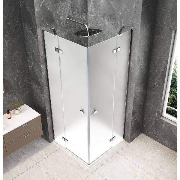 GLOBE CHROME čtvercový sprchový kout 1000x1000mm, rohový vstup, matné sklo