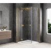 GLOBE GOLD MATT čtvrtkruhový sprchový kout 900x900mm, čiré sklo, levé