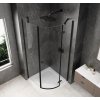 GLOBE BLACK čtvrtkruhový sprchový kout 900x900mm, čiré sklo, pravé