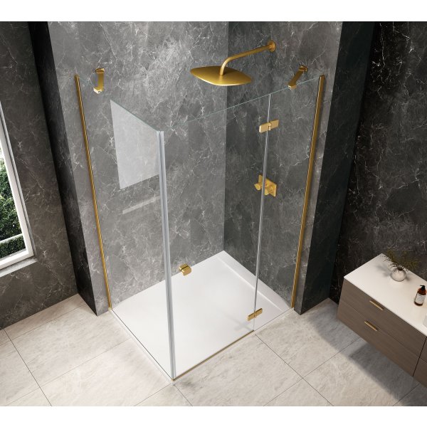 GLOBE GOLD MATT obdélníkový sprchový kout 1000x900mm, čiré sklo, pravé