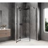 GLOBE BLACK čtvrtkruhový sprchový kout 900x900mm, čiré sklo, levé