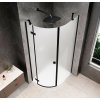 GLOBE BLACK čtvrtkruhový sprchový kout 800x900mm, matné sklo, levé