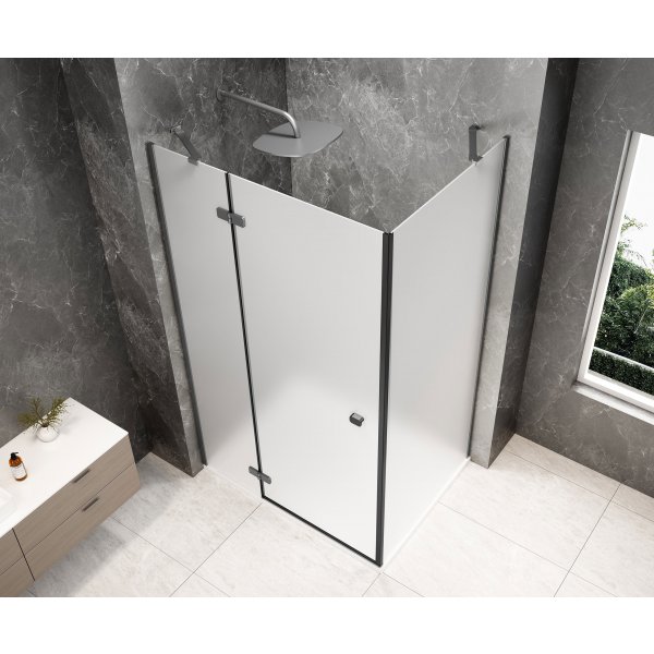 GLOBE GUN METAL obdélníkový sprchový kout 1200x800mm, matné sklo, levé