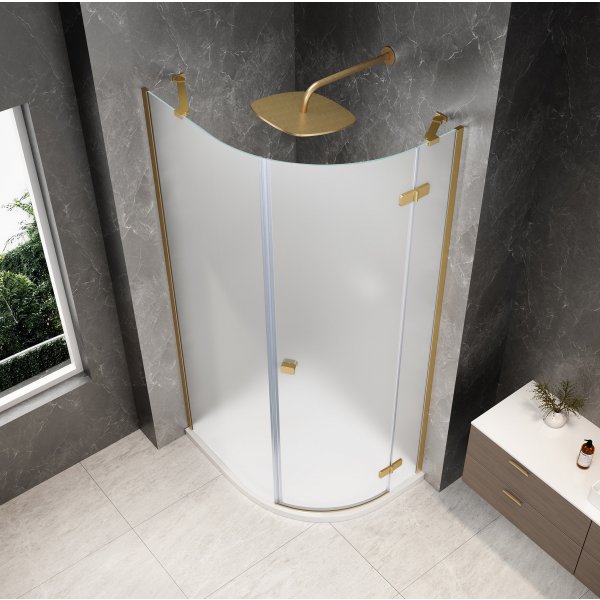 GLOBE GOLD MATT čtvrtkruhový sprchový kout 800x900mm, matné sklo, pravé