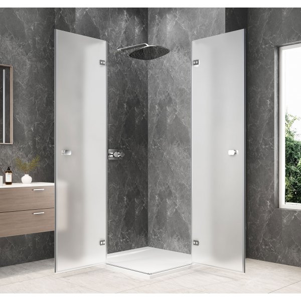 GLOBE CHROME čtvercový sprchový kout 900x900mm, rohový vstup, matné sklo