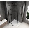 GLOBE BLACK čtvrtkruhový sprchový kout 900x900mm, čiré sklo, levé
