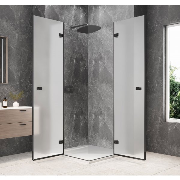 GLOBE BLACK čtvercový sprchový kout 800x800mm, rohový vstup, matné sklo