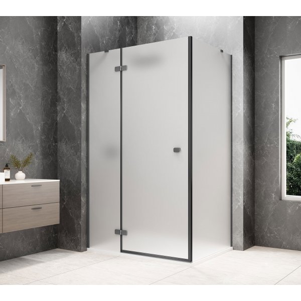 GLOBE GUN METAL obdélníkový sprchový kout 1200x1000mm, matné sklo, levé