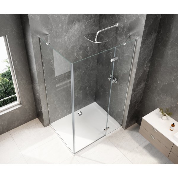 GLOBE CHROME obdélníkový sprchový kout 900x800mm, čiré sklo, pravé