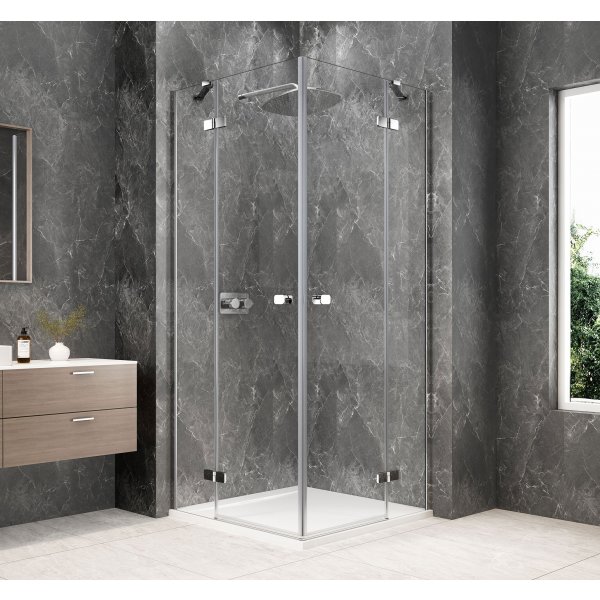 GLOBE CHROME čtvercový sprchový kout 900x900mm, rohový vstup, čiré sklo