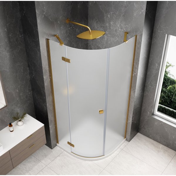 GLOBE GOLD MATT čtvrtkruhový sprchový kout 1000x1000mm, matné sklo, levé