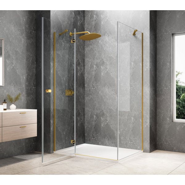 GLOBE GOLD MATT obdélníkový sprchový kout 800x1000mm, čiré sklo, levé